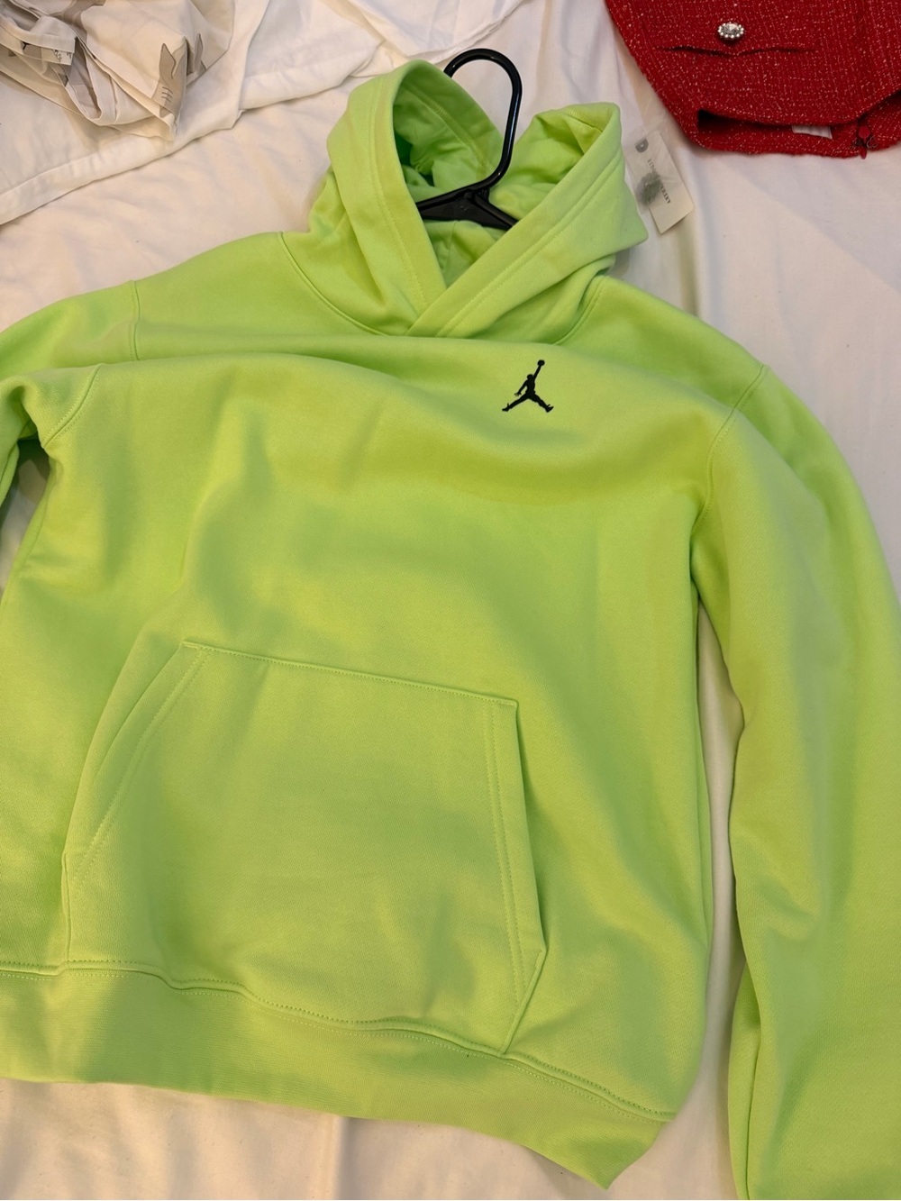 Jordan Men's V-Neck Hoodie in Neon Lime with Black Jumpman